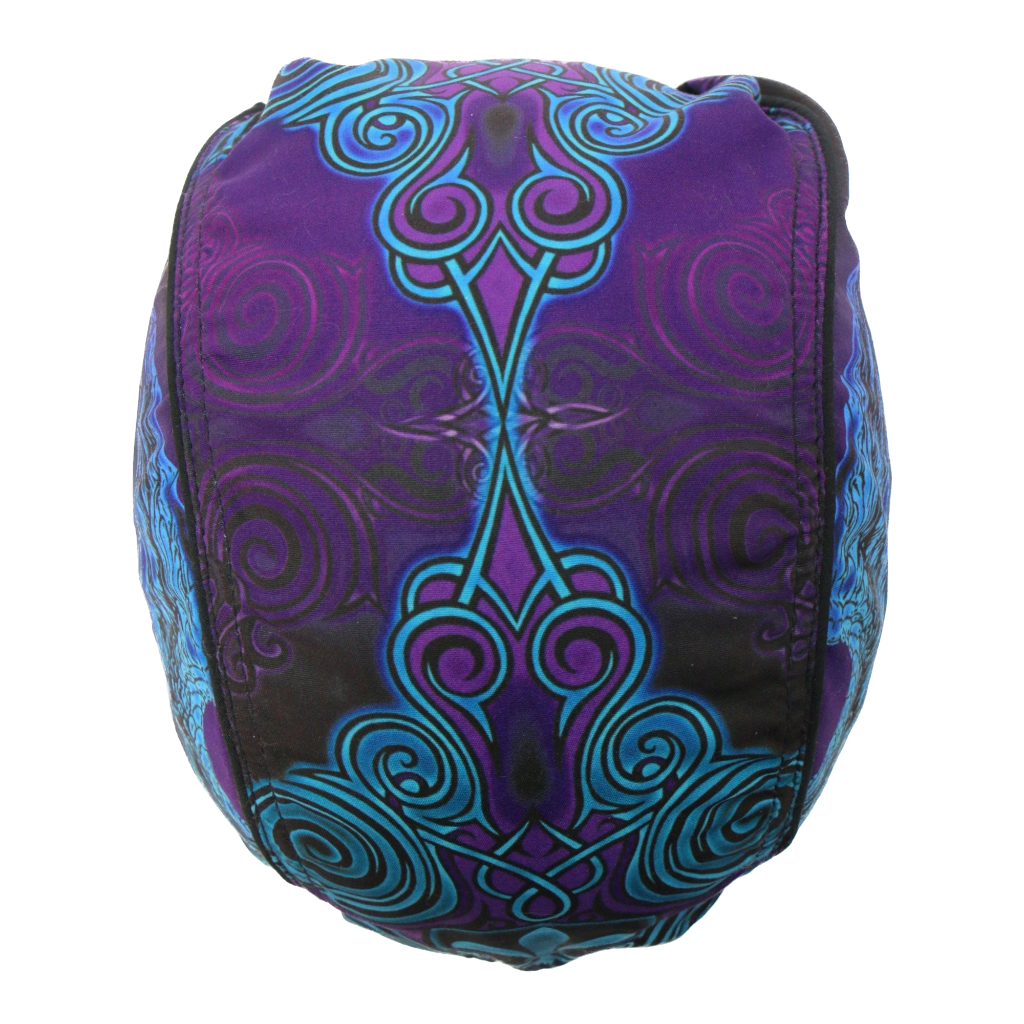 Motorcycle Headwrap With Cross And Fleur De Lis Design Top View