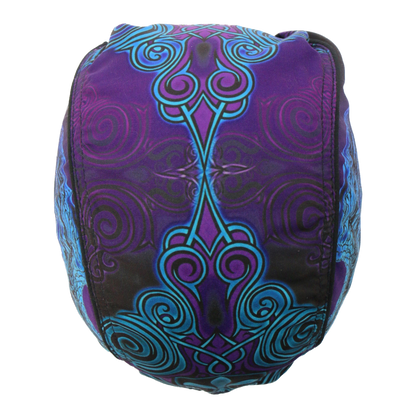 Motorcycle Headwrap With Cross And Fleur De Lis Design Top View