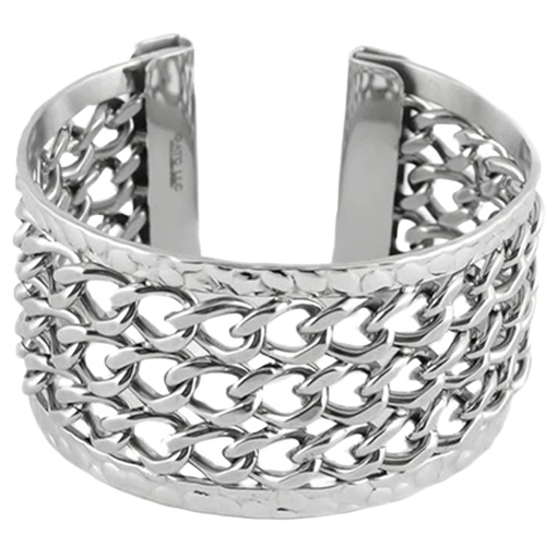 Oversized Stainless Steel Cuban Link Cuff Bracelet