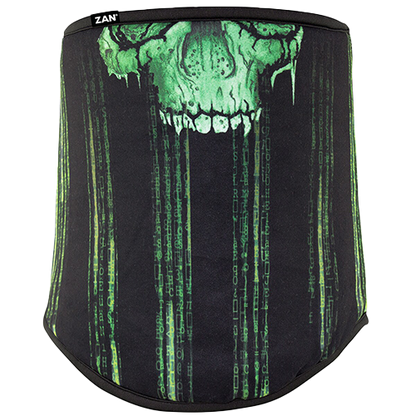 Cyber Skull Neck Gaiter with neon green skull design