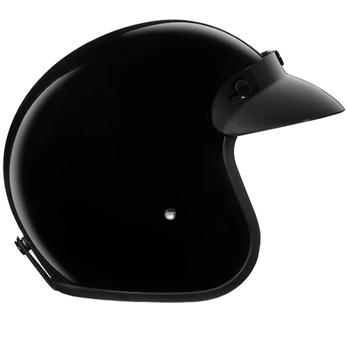 Compact low-profile DOT 3/4 helmet with gloss finish and included visor.