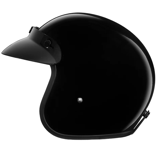 Daytona Cruiser Jr. Hi-Gloss Black helmet featuring quick-release strap and moisture-wicking liner.