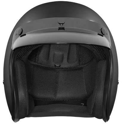 Daytona Cruiser Dull Black helmet featuring matte finish and quick-release strap.