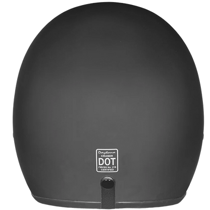 Daytona 3/4 helmet in dull black with removable visor and reinforced strap system.