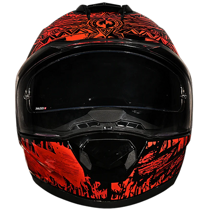 A high-gloss full-face motorcycle helmet with Havoc graphic design and dual shields.