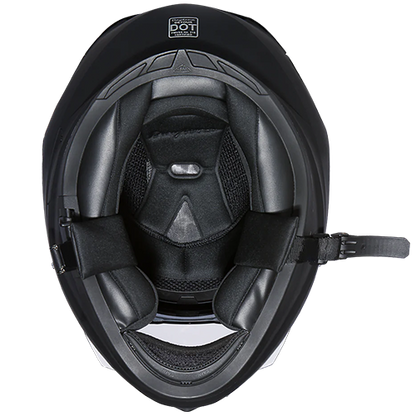 Bold Havoc design motorcycle helmet with quick-release strap and full-face protection.