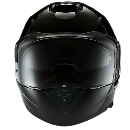 Daytona Detour Hi-Gloss Black helmet featuring retractable smoke visor and Pinlock-ready clear shield.