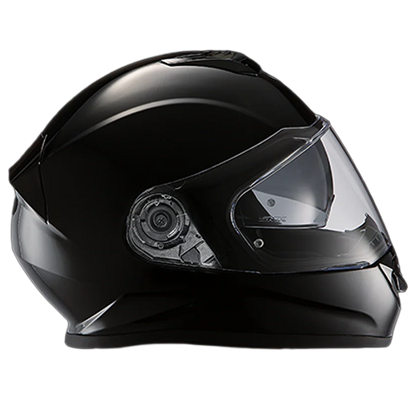 Daytona Detour Hi-Gloss Black helmet featuring retractable smoke visor and Pinlock-ready clear shield.