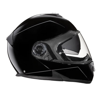 Gloss black Daytona modular helmet with Bluetooth compatibility and airflow vents.