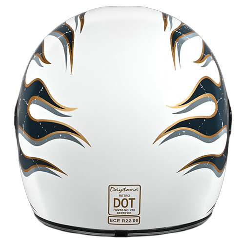 Daytona Retro Full Face Helmet featuring ghost flame graphics.