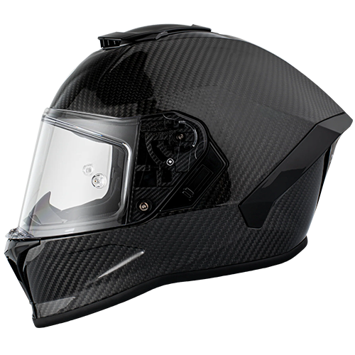 Daytona Viper Grey Carbon Fiber helmet featuring retractable smoke visor and Pinlock-ready clear shield.