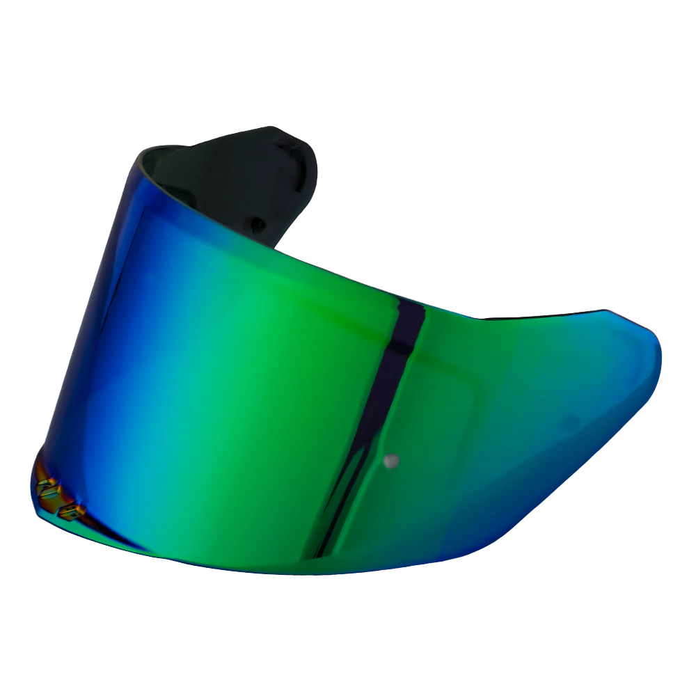 A green tinted replacement outer shield for a Daytona Viper helmet, designed with anti-scratch coating and Pinlock 120XLT compatibility.