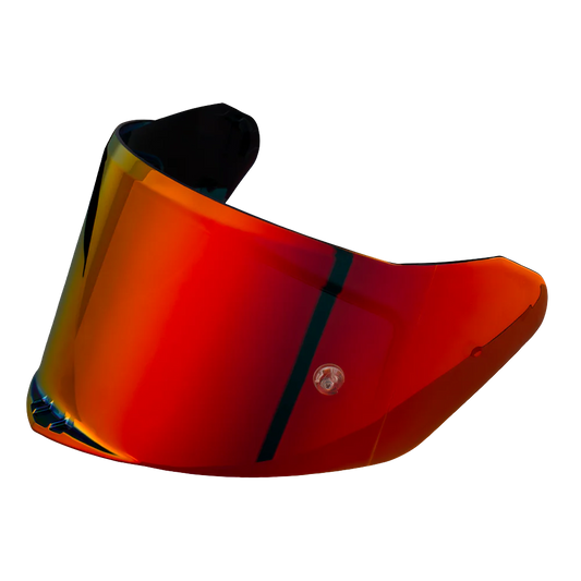 A red tinted replacement outer shield for a Daytona Viper helmet, designed with anti-scratch coating and compatibility with Pinlock 120XLT.