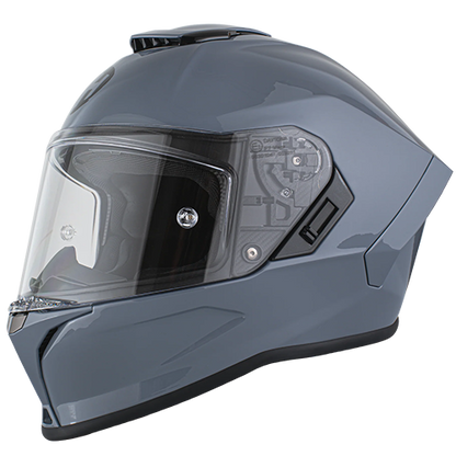A Daytona Viper motorcycle helmet in Arctic Grey color with a clear shield and Pinlock 120 lens attached.