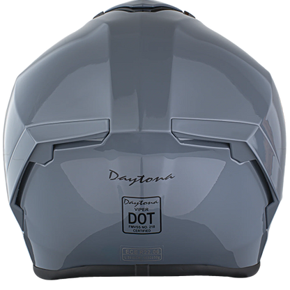 Daytona Viper Arctic Grey helmet featuring retractable smoke visor and Pinlock-ready clear shield.
