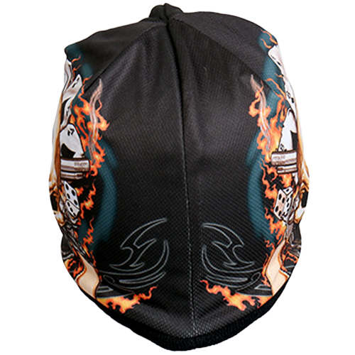 Motorcycle Skull Beanie With Printed Design Back View