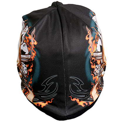 Motorcycle Skull Beanie With Printed Design Back View