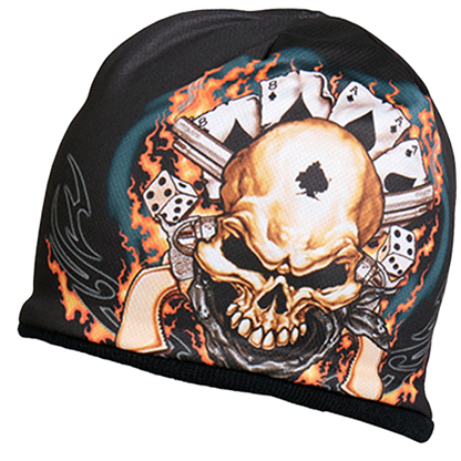 Motorcycle Skull Beanie With Printed Design Side View