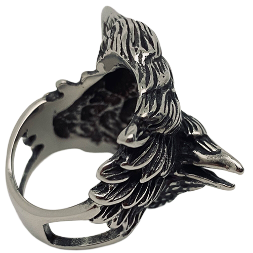 Double Crow Stainless Steel Biker Ring