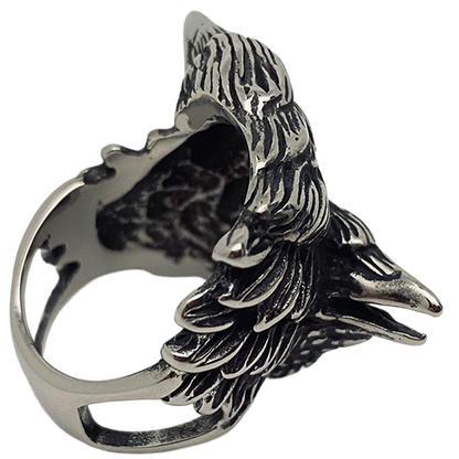 Double Crow Stainless Steel Biker Ring