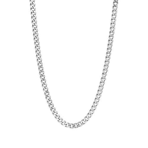 10mm diamond cut stainless steel curb chain necklace laying flat with polished finish