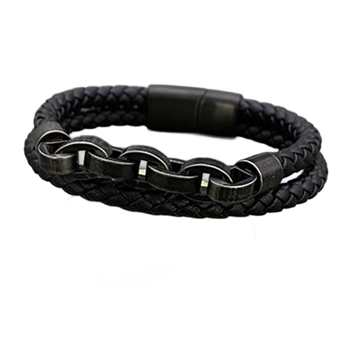 Double-Layer Leather Chain Bracelet 🖤⛓️