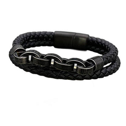 Double-Layer Leather Chain Bracelet 🖤⛓️