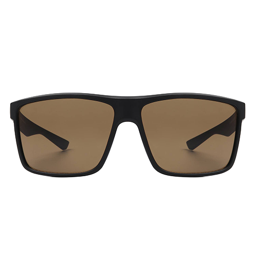 Dust Trail black flat-top square sunglasses with brown lenses shown from the front