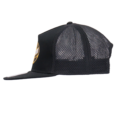 Black Snapback Cap With Fast As Fuck Patch Side View