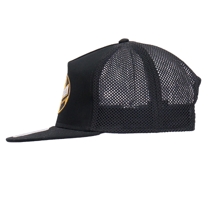 Black Snapback Cap With Fast As Fuck Patch Side View