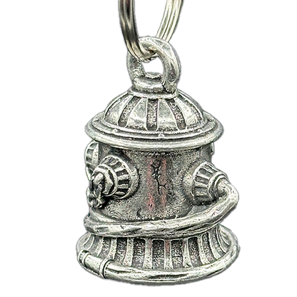 Pewter Fire Hydrant Bell With Hoses And Black Velveteen Bag