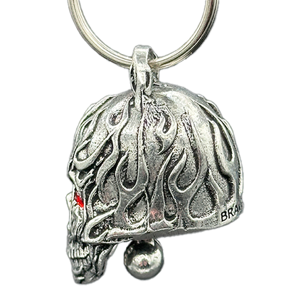Bravo Bells Flame Skull Motorcycle Bell With Split Ring