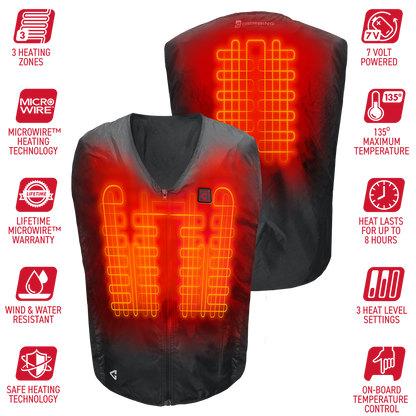 Unisex Heated Motorcycle Vest – Chest & Back Heating Panels