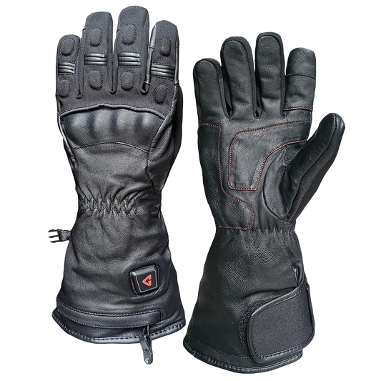 Gerbing 7V Hard Knuckle Heated Gloves – Black Leather Heated Gear