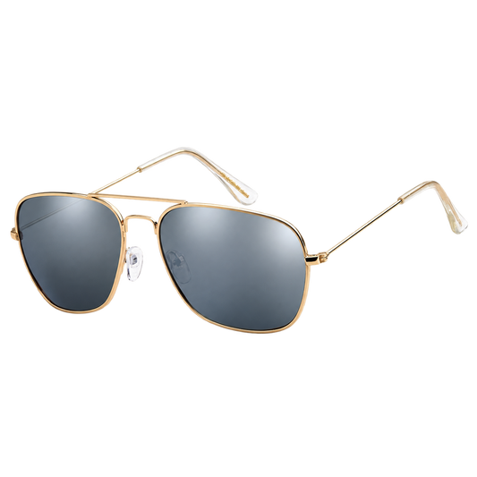 Ghost Mile smoke-mirrored polarized aviator sunglasses with a gold-tone metal frame