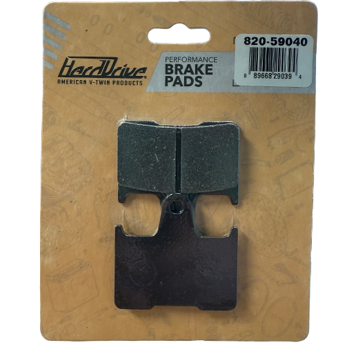 Pair of brake pads on a HardDrive branded packaging
