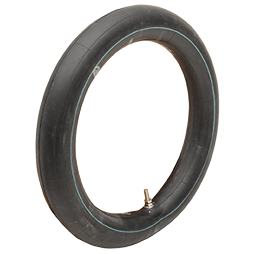Heavy-duty 19-inch motorcycle inner tube with a TR-4 threaded center metal valve.