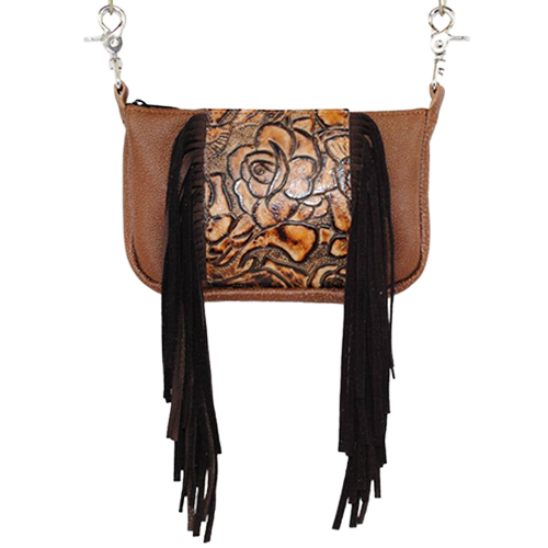 Leather Fringe Crossbody Hip Bag