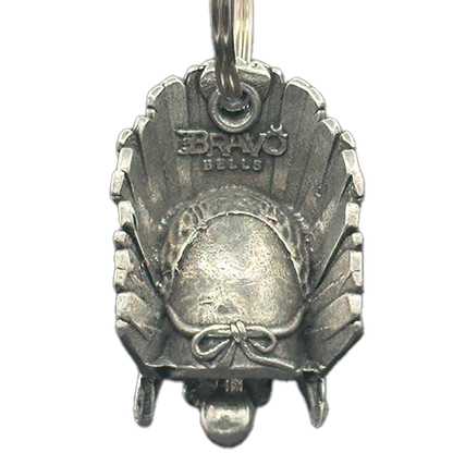 Pewter Skull Bell With Native Accents And Black Bag