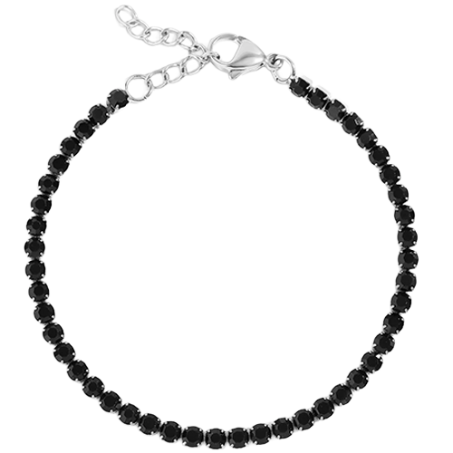 Jet Rhinestone Tennis Chain Bracelet with black stones