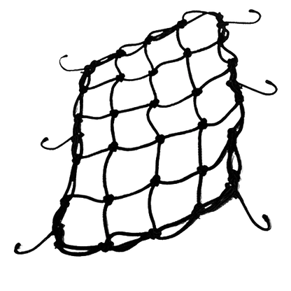 Black cargo net with hooks.