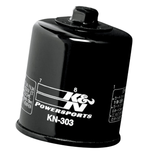 K&N KN-303 black performance spin-on oil filter.
