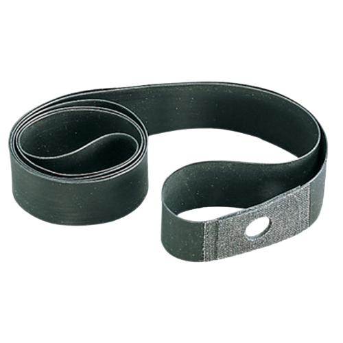A black rubber Kenda rim strip designed for 18 and 19 inch motorcycle rims with center valve hole