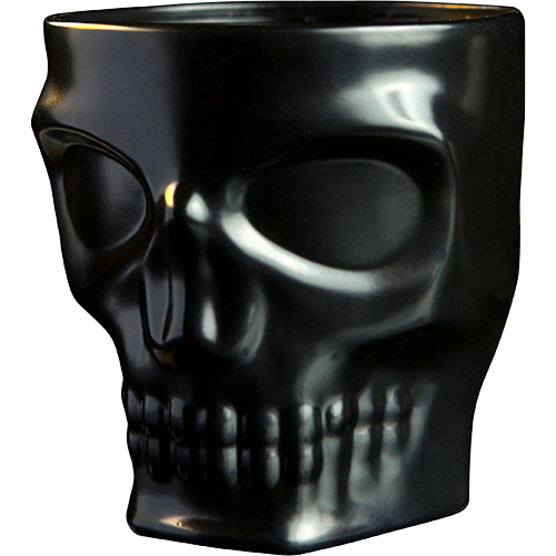 Kruzer Kaddy Skull Bar Mount Holder in black on motorcycle handlebars