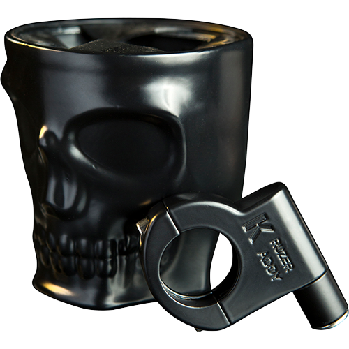 Universal skull drink holder fits 7/8, 1, and 1-1/4 inch handlebars