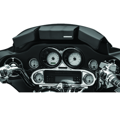 A motorcycle fairing bag with multiple pouches, designed to fit over the handlebars and fairing of a motorcycle.