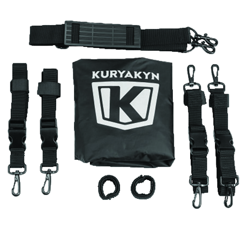 Kuryakyn Freeloader Duffel showing cover and straps