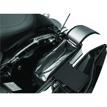 Kuryakyn Saddlebag Cooler inside a Harley-Davidson saddlebag open.