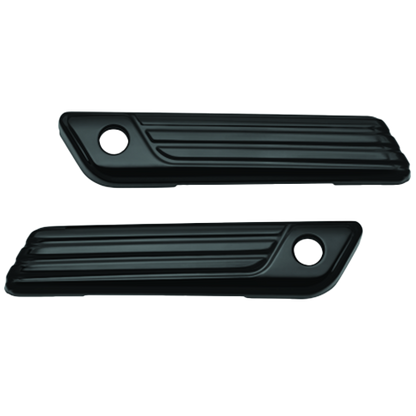 Gloss black Kuryakyn hinge covers for Harley-Davidson Touring saddlebags
