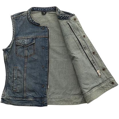 Women’s Riding Denim Vest – Lightweight 12 oz. Washed Blue